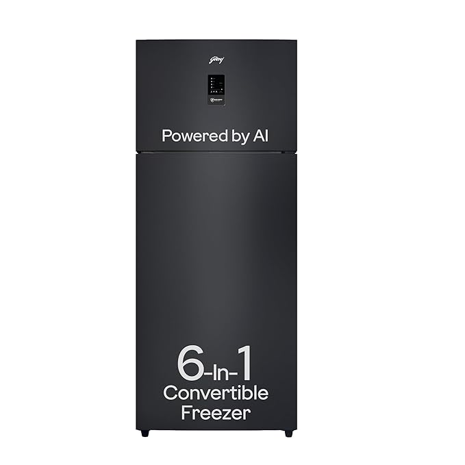 Godrej 472 L 2 Star With AI Tech, 95%+ Food Surface Disinfection with Nano Shield Technology Inverter Frost Free Double Door Regalis Refrigerator (RF EON 474B RCI MT BK, Matt Black)